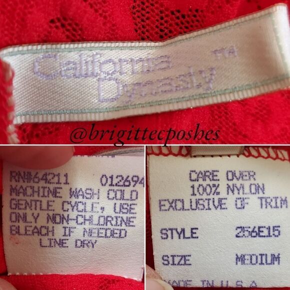 CALIFORNIA DYNASTY Women's Red Lace Fringes G-string Teddy - Picture 10 of 10